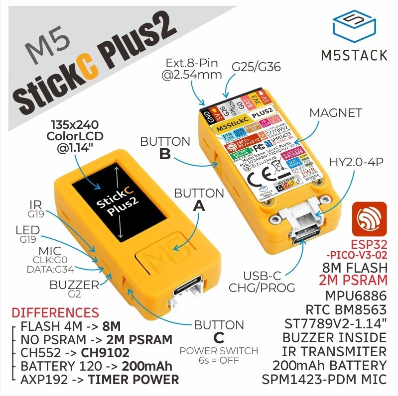 M5Stack Portátil M5StickC PLUS - M5Stickc reseña y precio